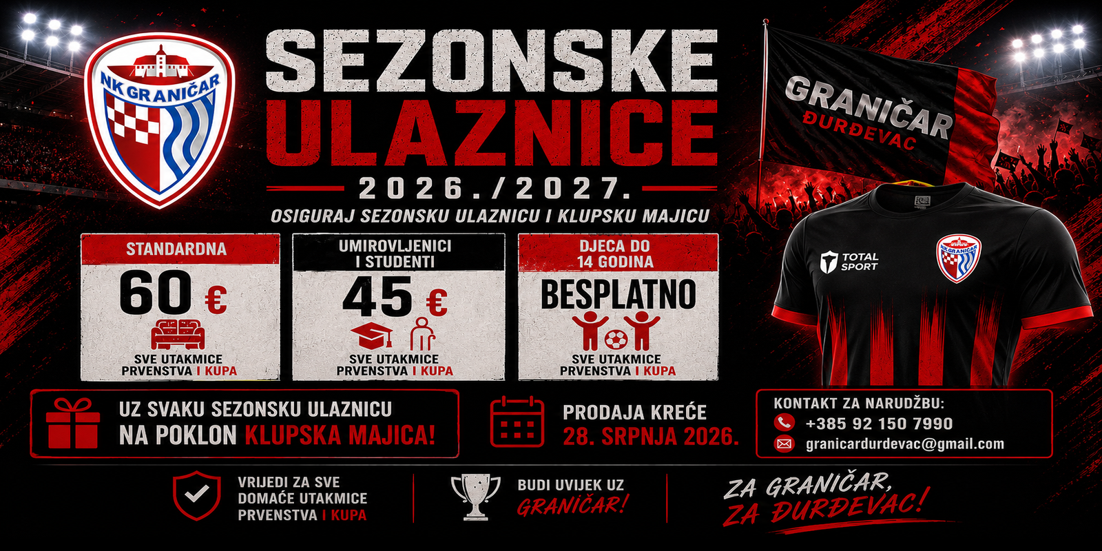 Osiguraj sezonsku ulaznicu i klupsku majicu